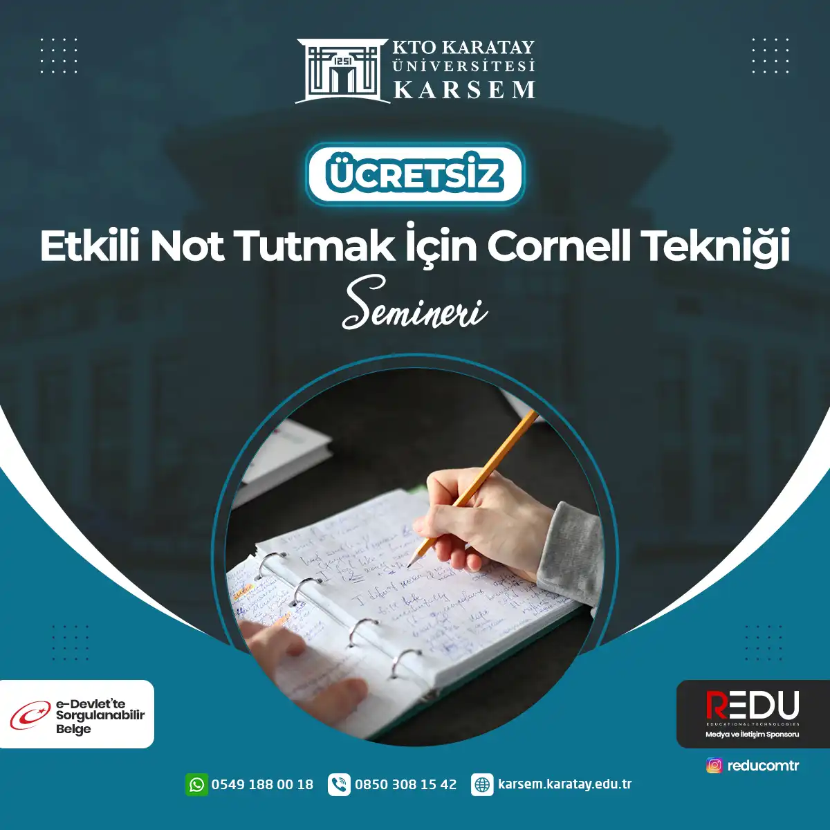 Ücretsiz - Etkili Not Tutmak İçin Cornell Tekniği Semineri